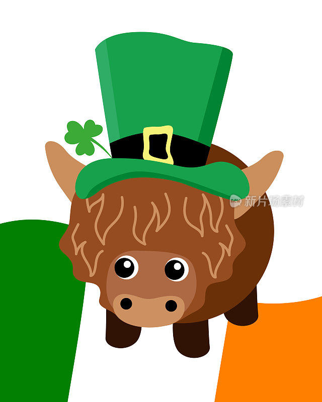 St. Patrick's Day with Highland cow